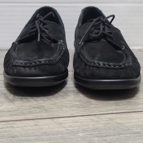 SAS Hand Crafted Petra Comfort Moccasin Black Nubuck Lace Up Shoes Womens 6.5 - Picture 4 of 11